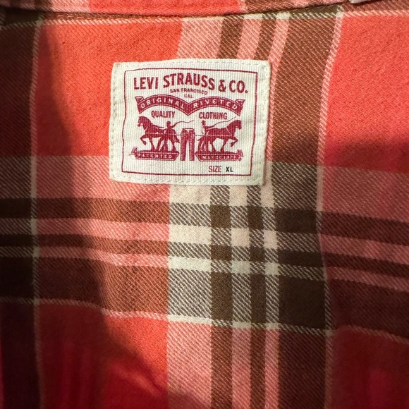 Women’s Levi’s Western Wear Orange/ Brown Top with Pearl Buttons SIZE XL SOFT - Picture 12 of 14